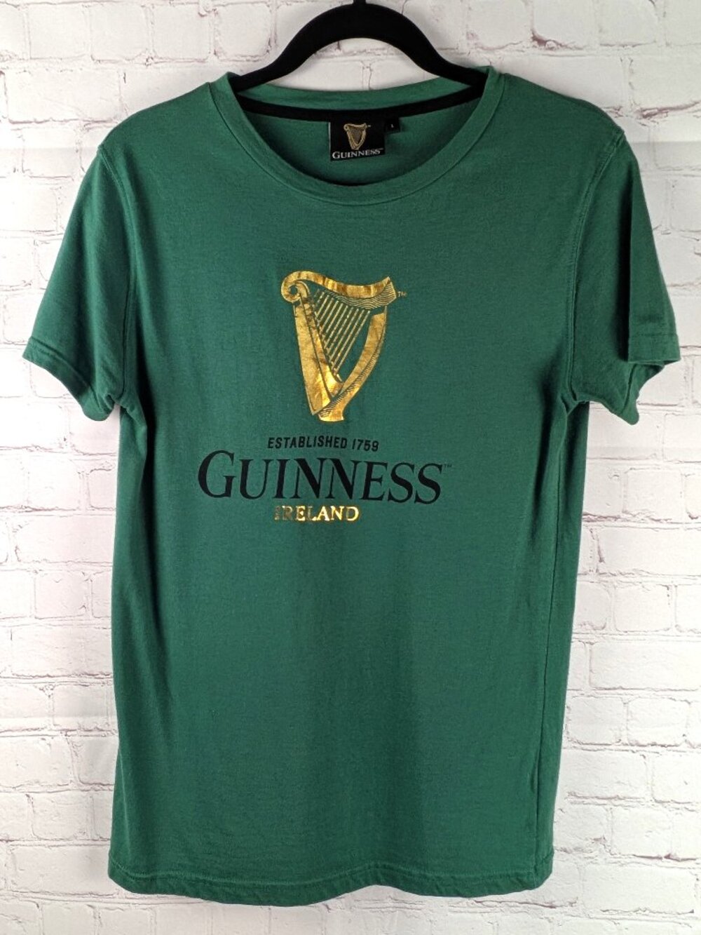 Guinness Beer Gold Harp Green Graphic Tee L